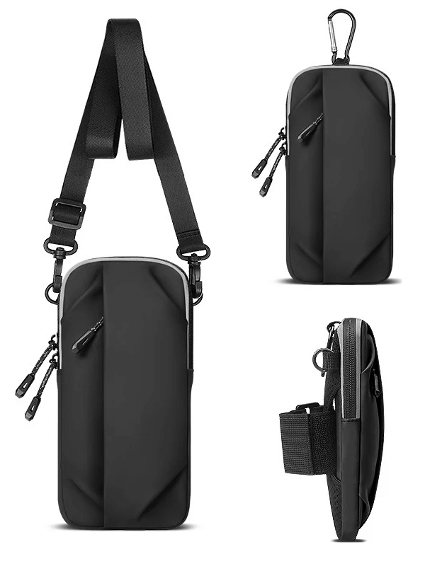 Sleek black multifunctional shoulder bag SF2058 with modern urban style, ideal for everyday use and running accessories.